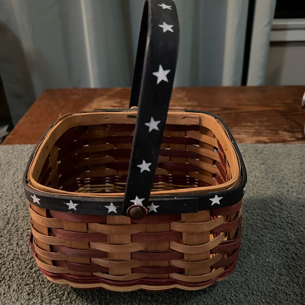 Vintage Centennial High Quality Woven Basket Star Accents Hardware with leather